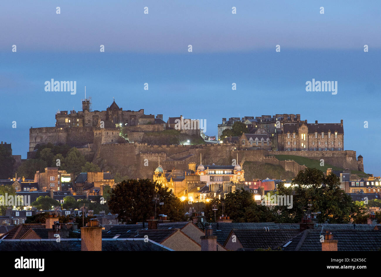 Foto: Castello di Edimburgo Scozia, tramonto, skyline Foto Stock