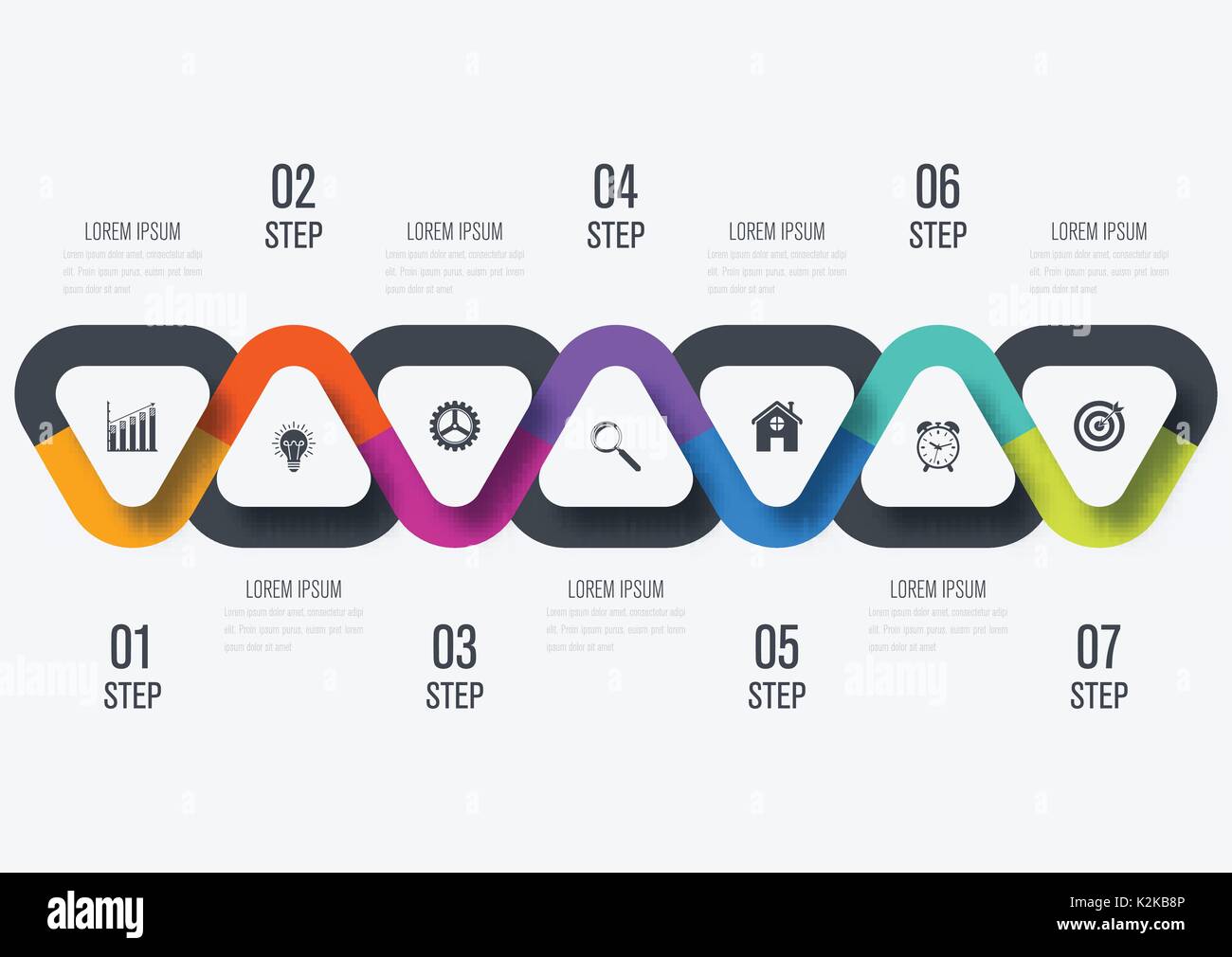 Modello Infographics 7 opzioni Illustrazione Vettoriale