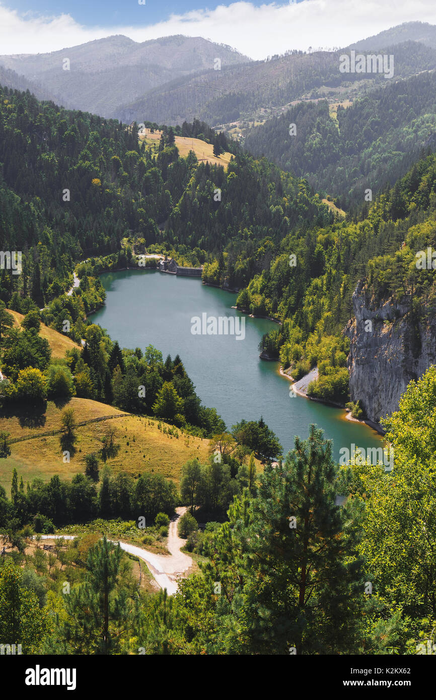 Tara parco nazionale ,Lago Zaovine, Wester Serbia, vista aerea Foto Stock