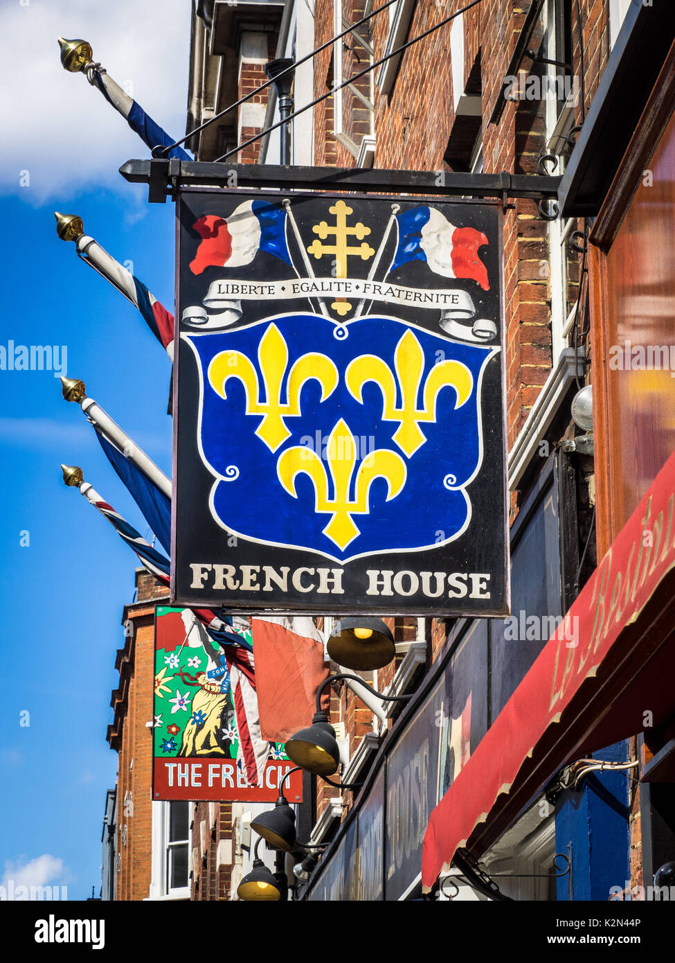 La famosa casa francese, 49 Dean Street, Soho, Londra, ben noto come un ritrovo di artisti e scrittori. Foto Stock