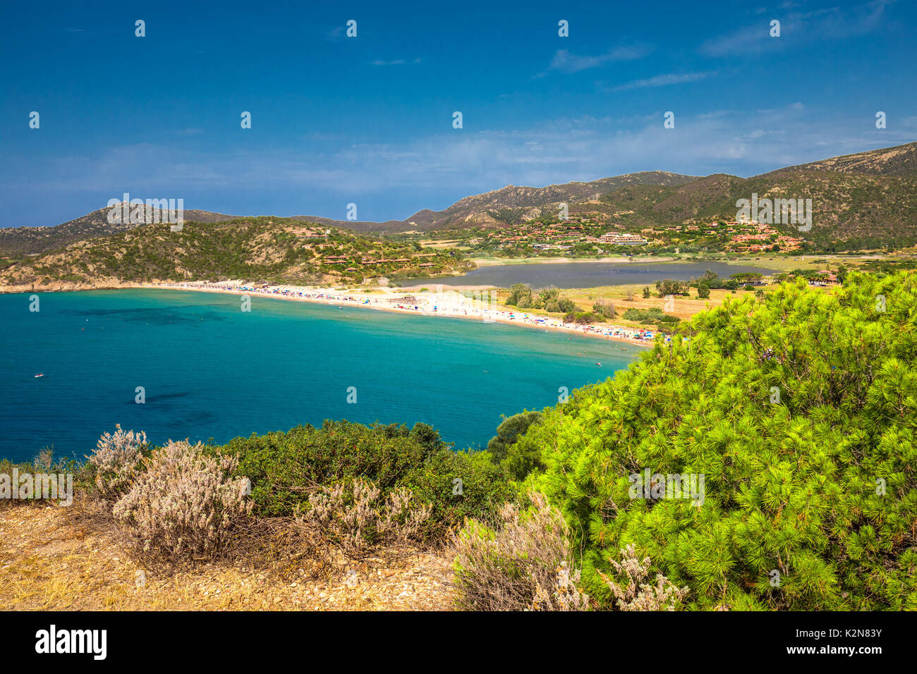 Sa Colonia beach, Chia resort, Sardegna, Italia. Foto Stock