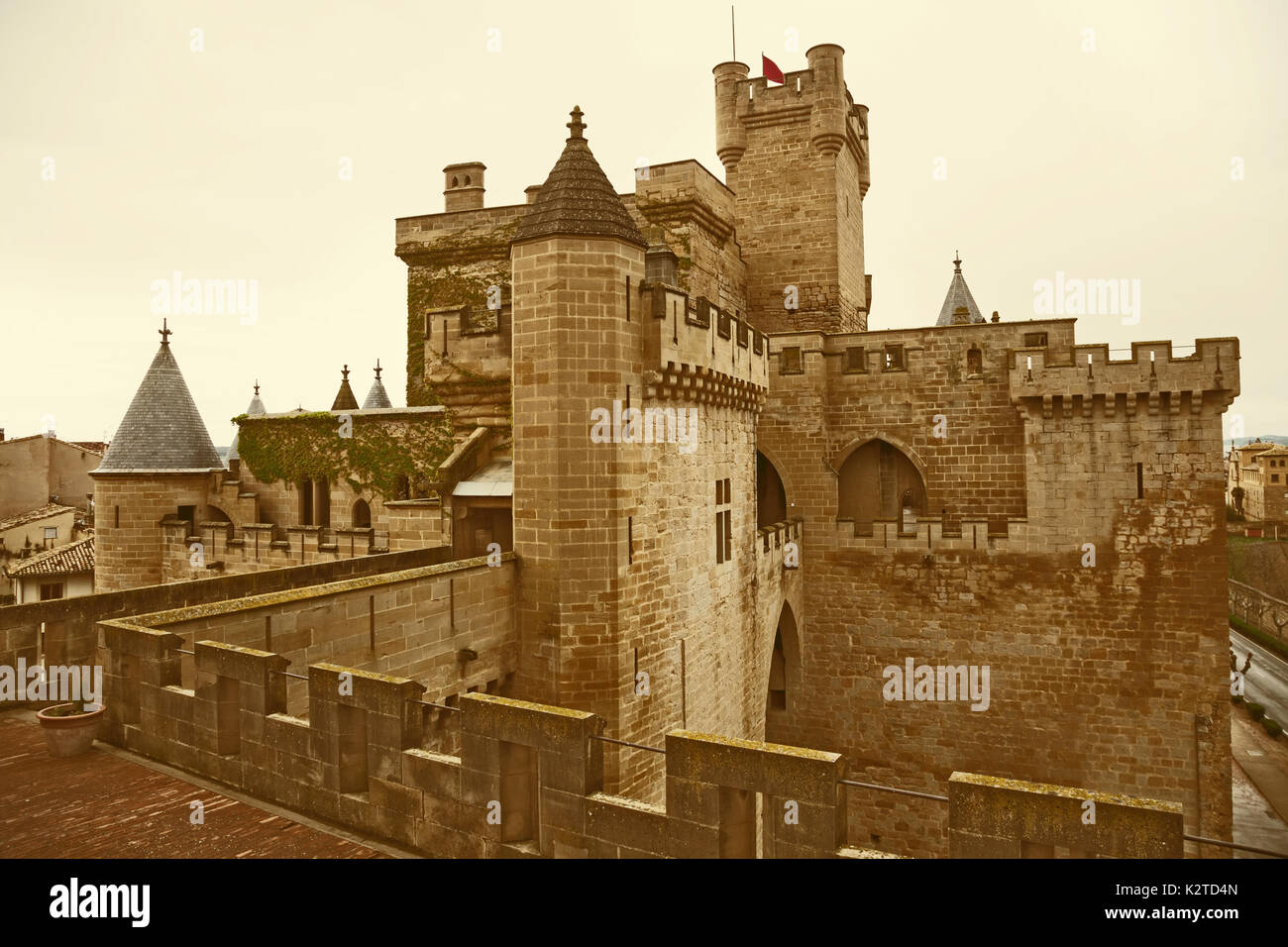 Palazzo dei Re di Navarra a Olite. Navarra, Spagna. Immagine dai toni Foto Stock