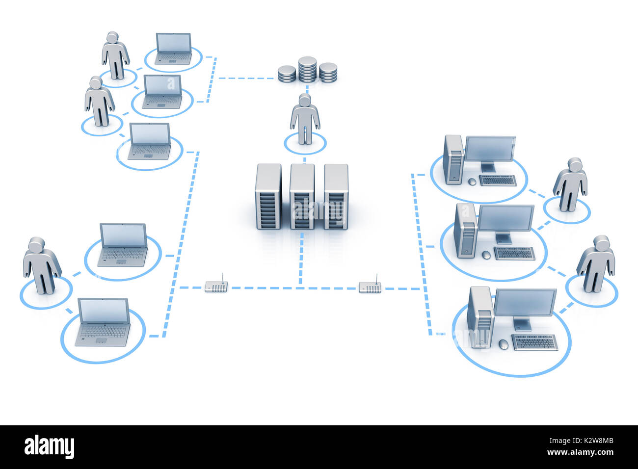 Rete organizzata sfondo grafico 3D rendering Foto Stock