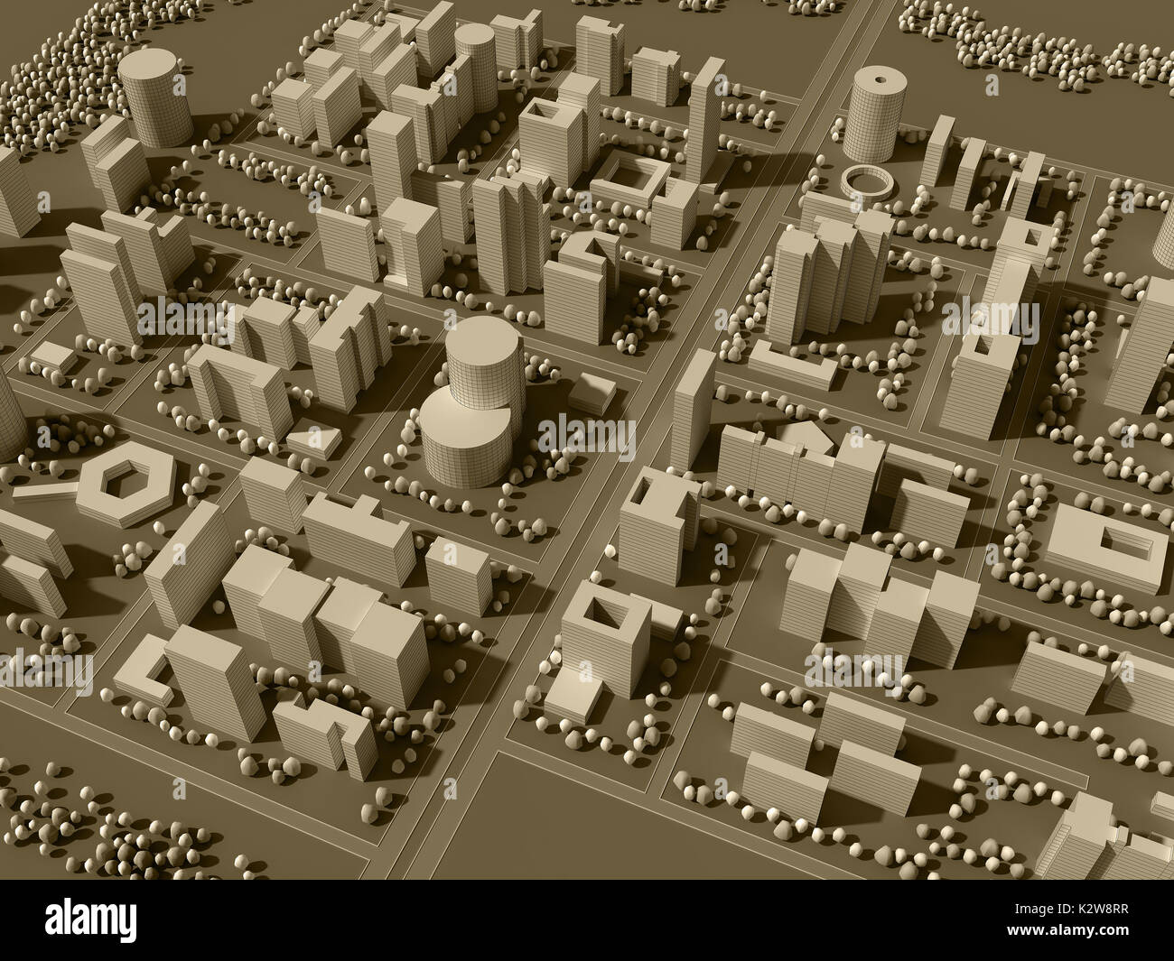 3D rendering mappa della città Foto Stock
