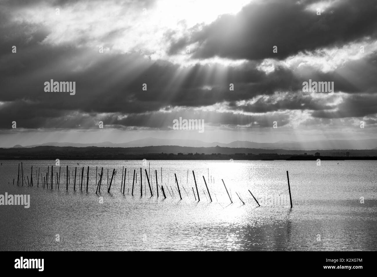 Valencia, Spagna - 03 Maggio 2017: Tramonto al punto di vista dell'Albufera di Valencia, Spagna. Foto Stock