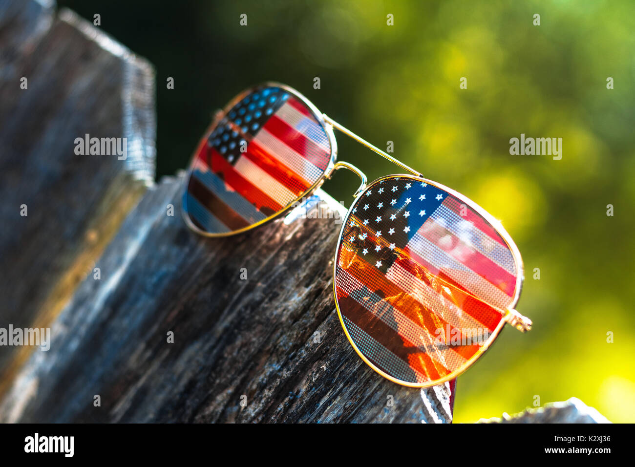 Bandiera americana bicchieri Foto Stock