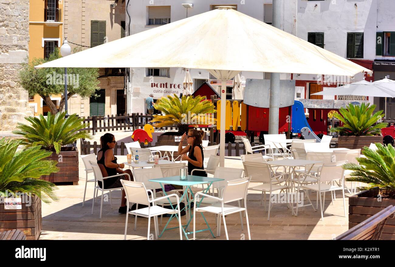 Street Cafe Restaurant ristoranti Mahón Menorca Minorca Foto Stock
