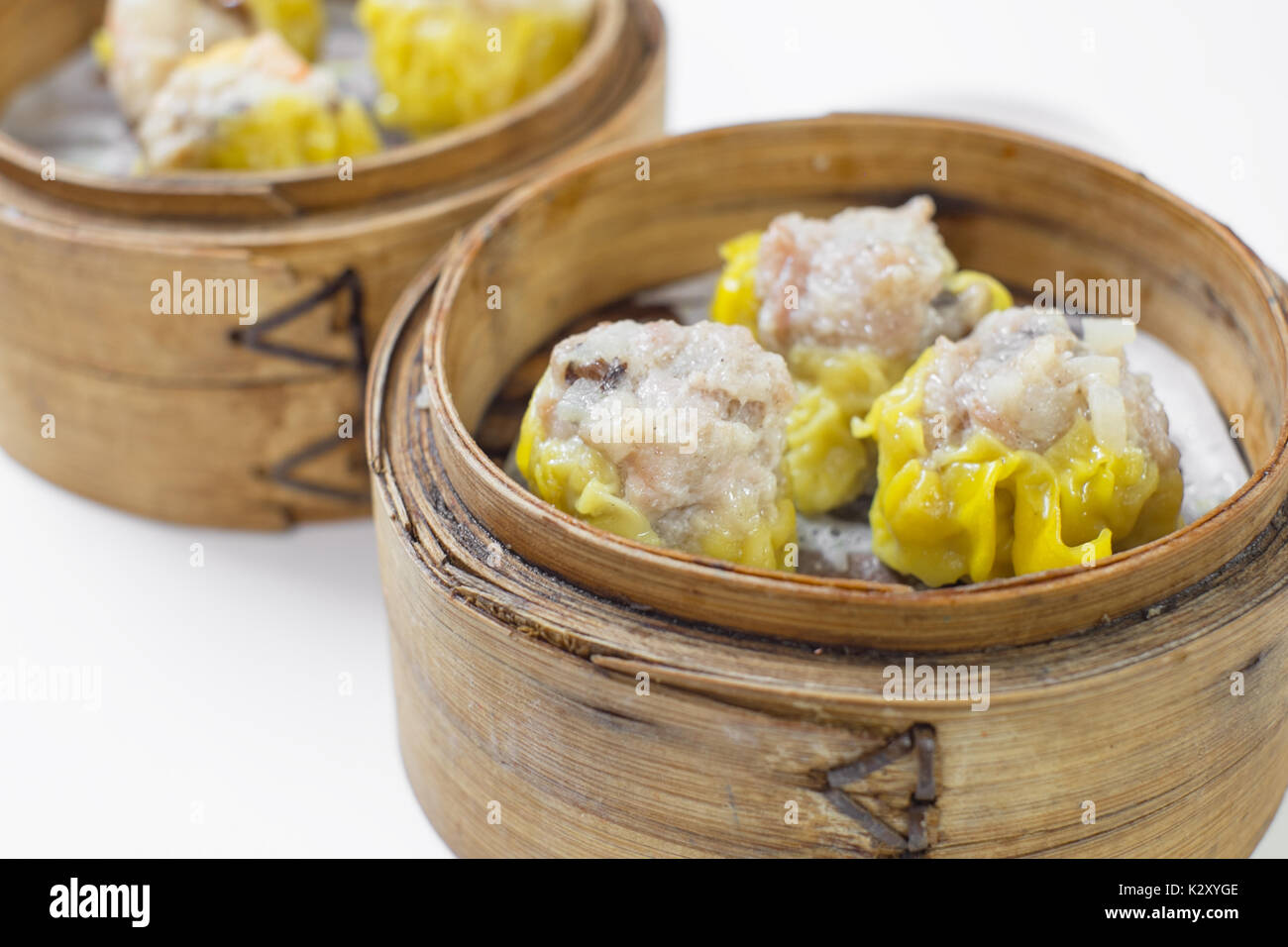 Carne di maiale al vapore gnocchi closeup Foto Stock