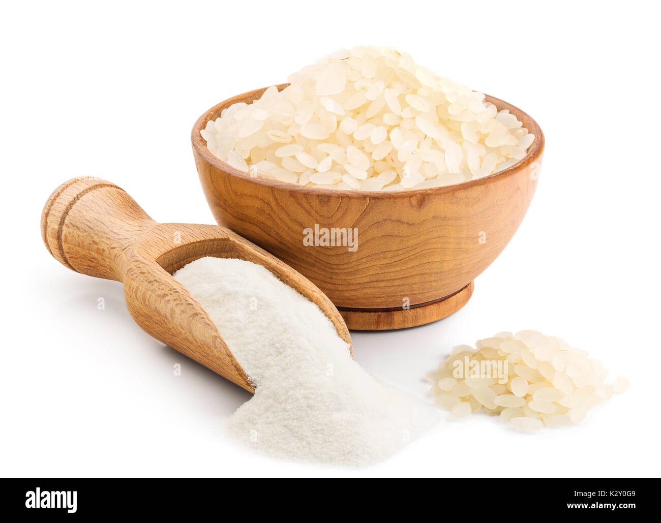 Farina di riso isolato su sfondo bianco Foto Stock