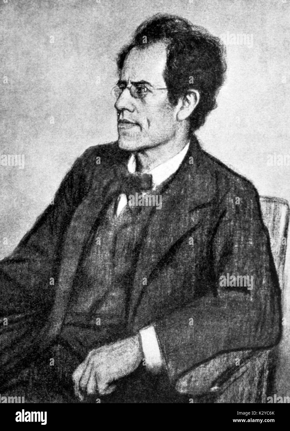Gustav Mahler dopo un attacco da Fritz Erler ritratto il compositore austriaco, 1860-1911 Foto Stock