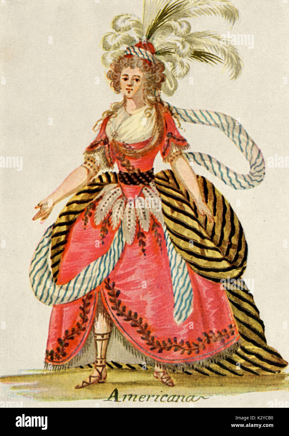 GRAUN, Carl Heinrich - costume per 'Montezuma' didascalia recita "americana". Per Opera di Berlino, 1755, progettato da Christian Gottlob Fechhelm (testo di Federico il Grande). Compositore tedesco e tenor (1703-1759). Foto Stock