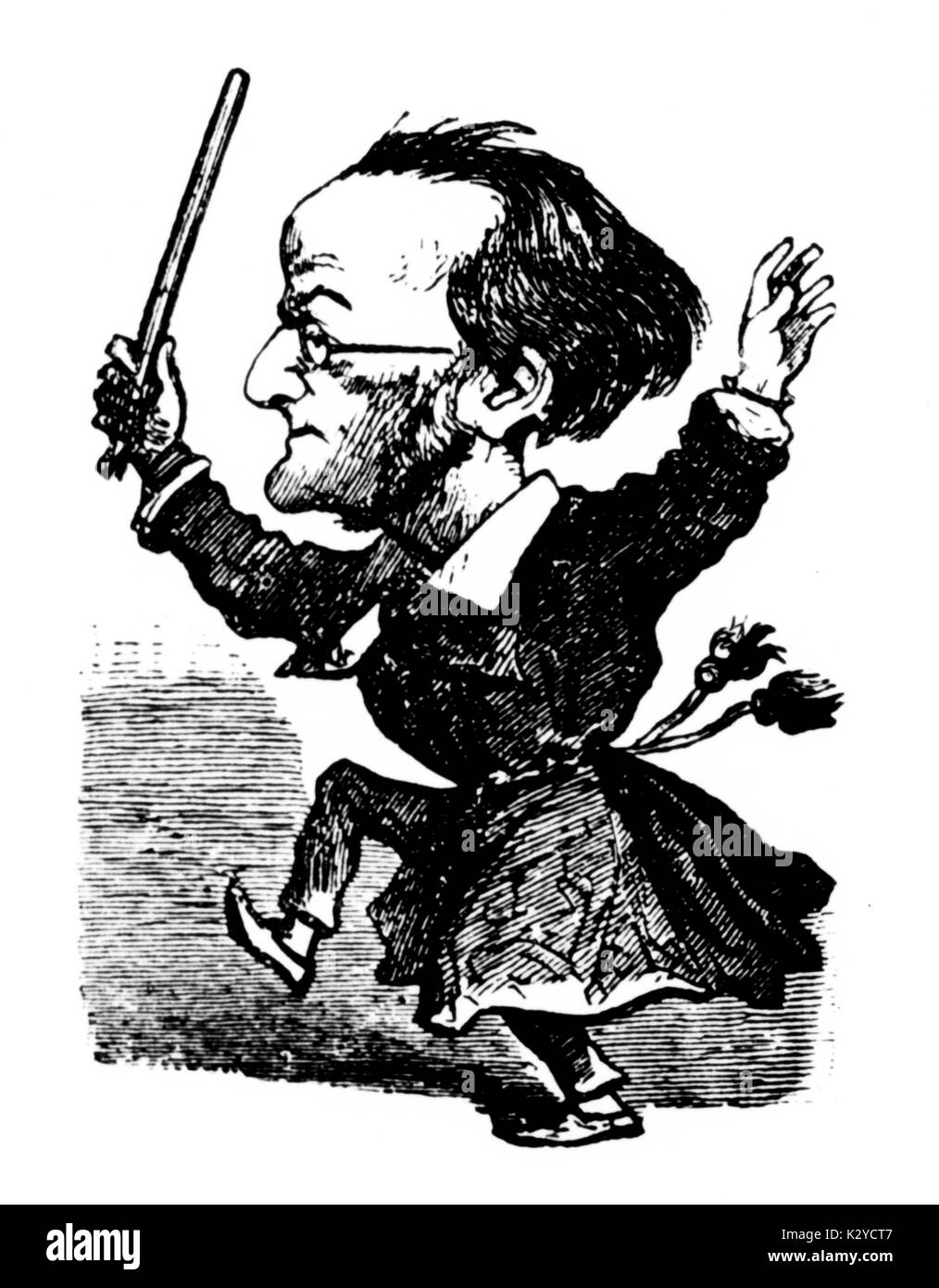 WAGNER - caricatura - 1864 da 'Wiener humoristisches Jahrbuch' (Vienna annuario umoristica). Compositore tedesco & autore (1813-1883). Foto Stock