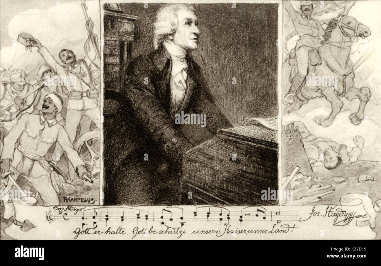 HAYDN, componendo l inno nazionale Franz Joseph Haydn 1732-1809. Il compositore austriaco. Foto Stock
