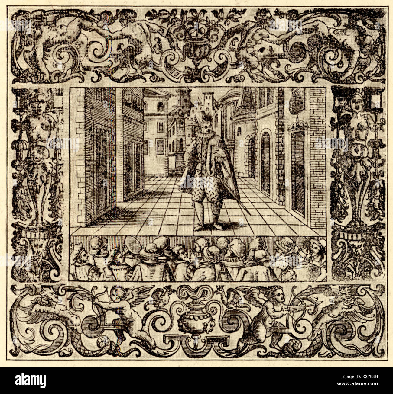 VECCHI, Orazio ( compositore italiano, c1550-1605 - L'AMFIPARNASSO incisi frontespizio della sua commedia harmonica (opera in stile madrigal) Venezia 1597 Foto Stock