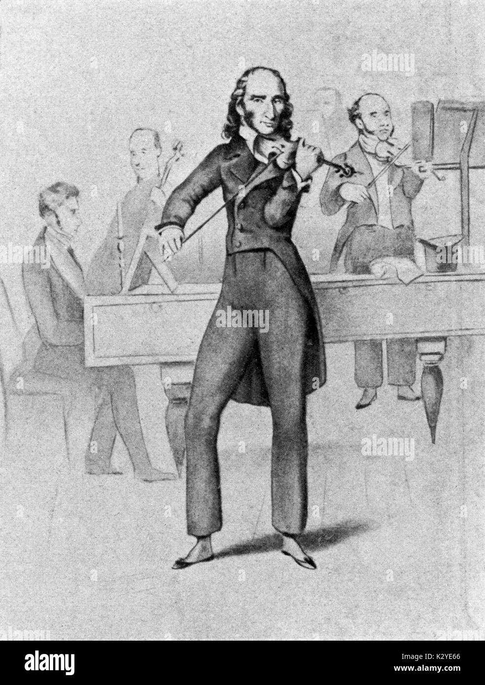 PAGANINI, Niccolo, suona il violino Italiano violinista e compositore (1782-1840) Foto Stock