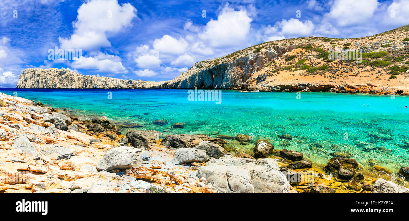 Bellissima spiaggia di Isola di Astipalea,Dodecanneso,Grecia. Foto Stock