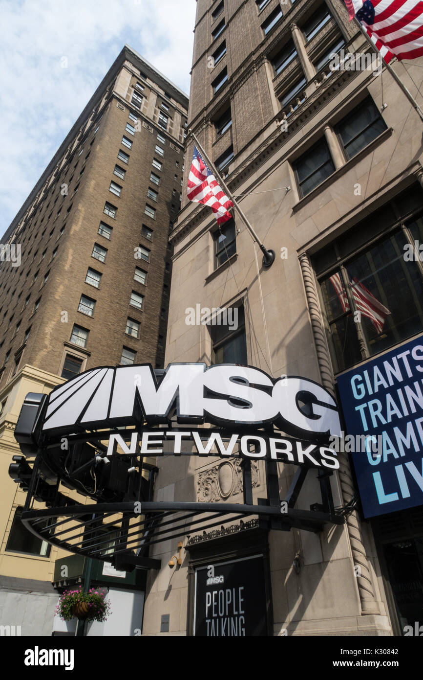 Reti di MSG, Settima Avenue, New York, Stati Uniti d'America Foto Stock