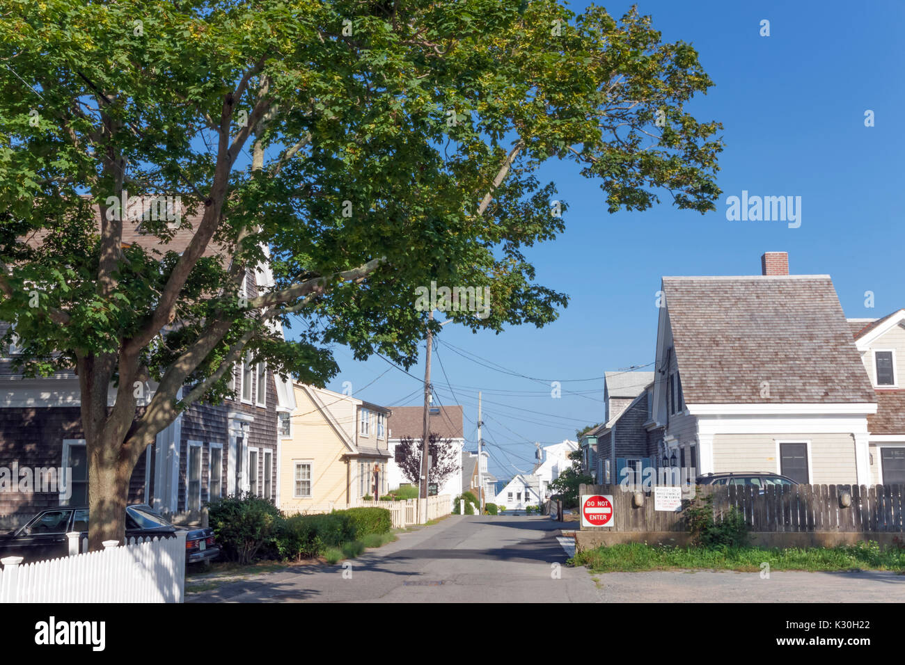 Piacevole strada in a Provincetown, Massachusetts, Cape Cod, STATI UNITI D'AMERICA. Foto Stock
