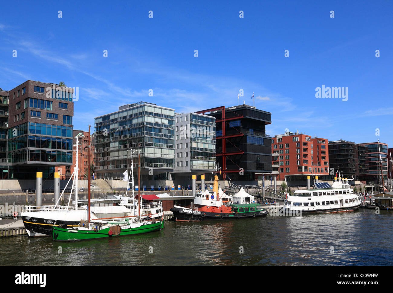 Hafencity, dal porto di Amburgo, Germania, Europa Foto Stock