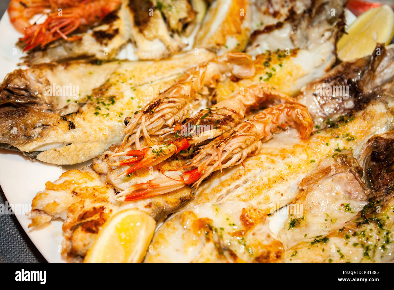 Frutti di mare nel ristorante Foto Stock