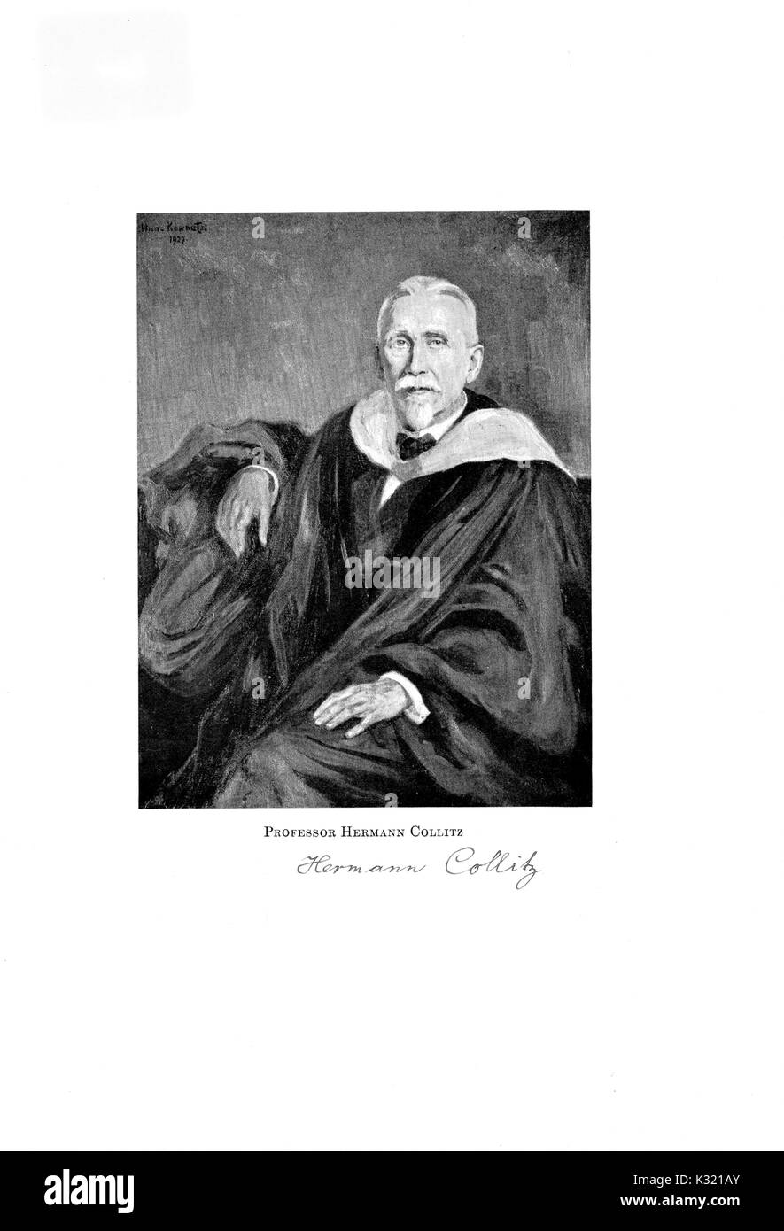 Ritratto fotografia del linguista tedesco Hermann Collitz, durante il suo tempo come Studi Germanici cattedra presso la Johns Hopkins University di Baltimore, Maryland, 1927. Foto Stock