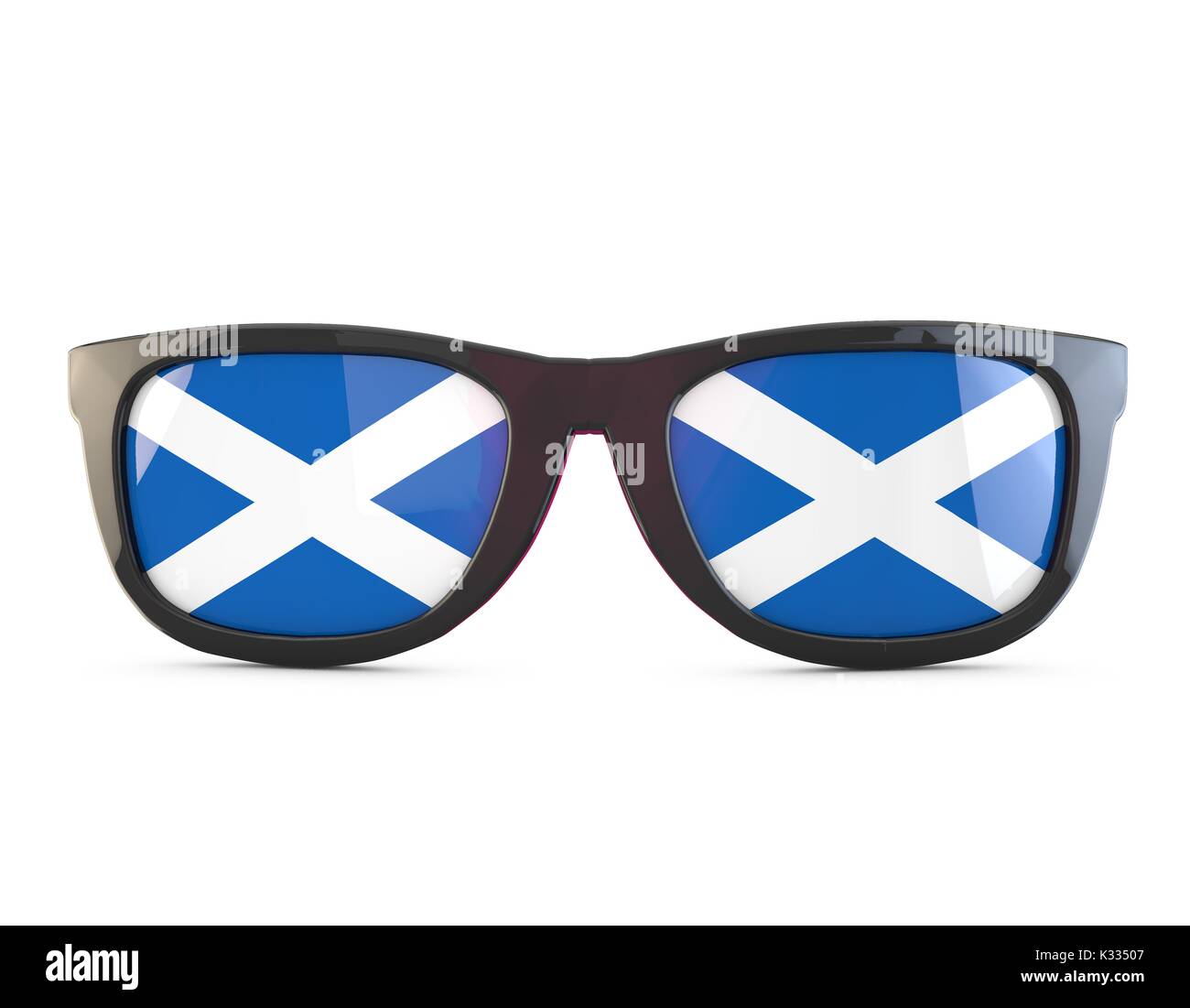 Scozia bandiera occhiali da sole. Il rendering 3D Foto Stock