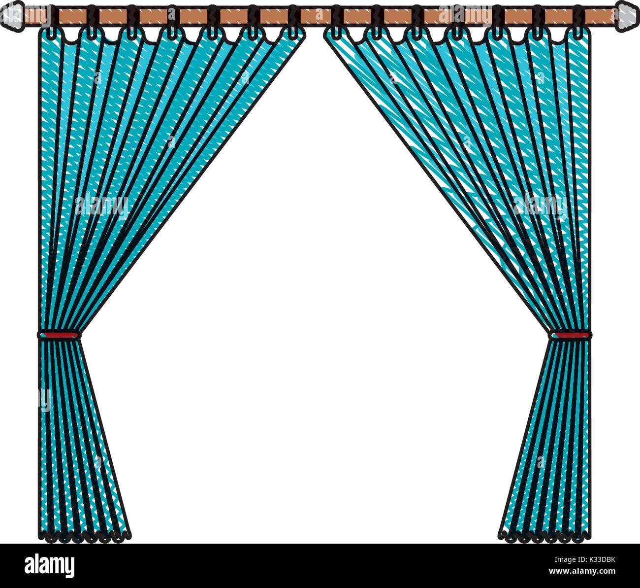 Tenda decorativa aperto della camera di contenimento di un palo in color pastello a silhouette su sfondo bianco Illustrazione Vettoriale