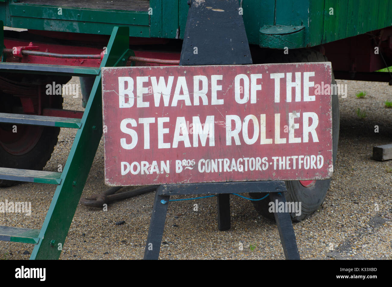 Norfolk Regno Unito 21 agosto 2017: Attenti di vapore segno del rullo Foto Stock