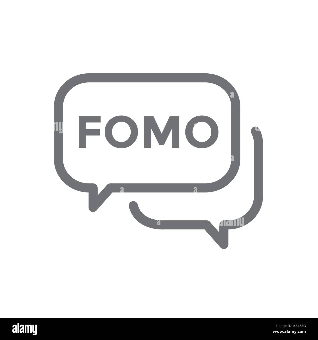 FOMO Icona Sociale - La paura di mancare alla moda acronimo moderno - Social Media Illustrazione Vettoriale