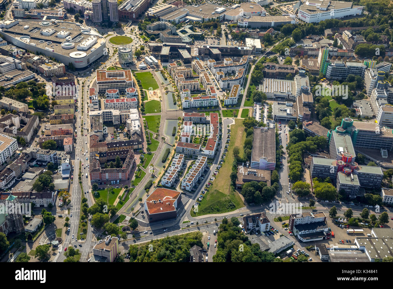 Funke Media, Essen, verde centro di Essen, quartiere universitario, vicino Università Essen, Essener Innenstadt, Funke-Medien-Campus, FunkeMedien, Ruhrgebie Foto Stock