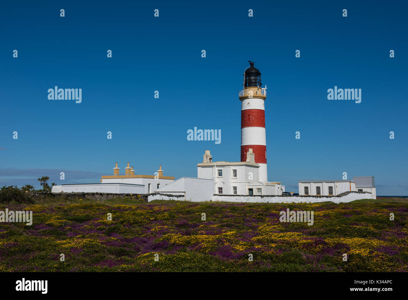 Punto di Ayre faro, Isola di Man. Foto Stock