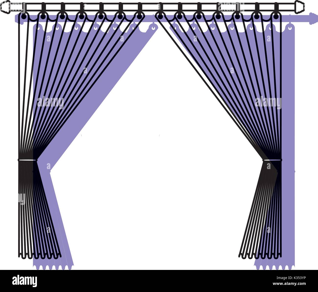 Tenda decorativa aperto della camera di contenimento di un polo viola silhouette acquerello su sfondo bianco Illustrazione Vettoriale