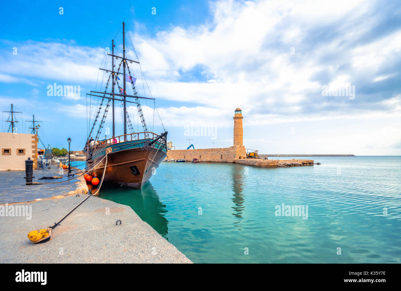 Il vecchio porto veneziano di Rethimno, Creta, Grecia Foto Stock