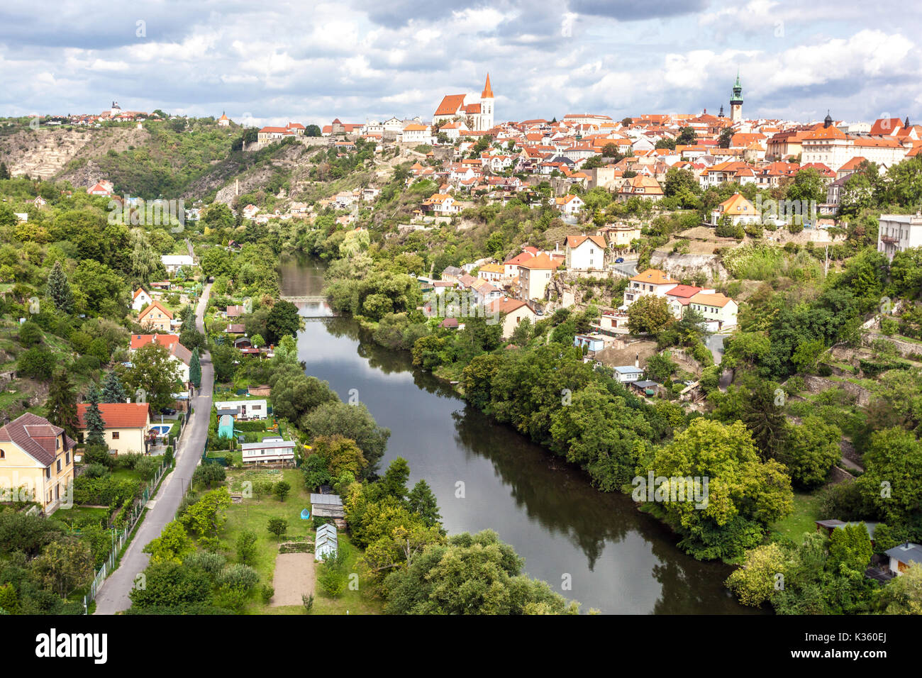 Znojmo, Repubblica Ceca, paesaggio, Thaya sul fiume Dyje River Valley Foto Stock