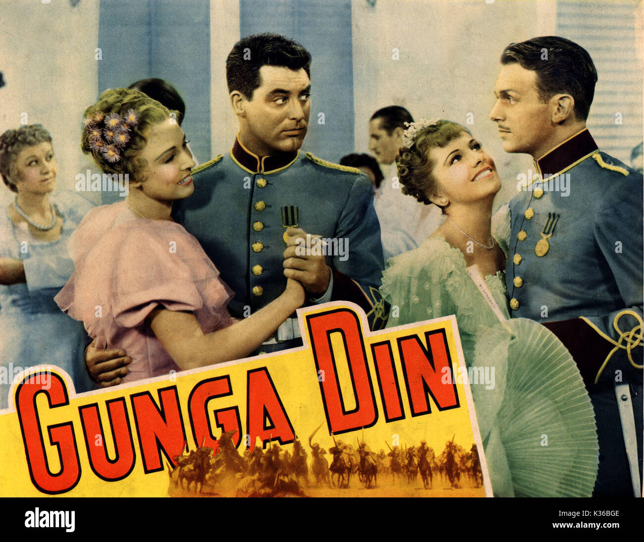 GUNGA DIN L-R, Cary Grant, JOAN FONTAINE, Douglas Fairbanks Jnr Foto Stock