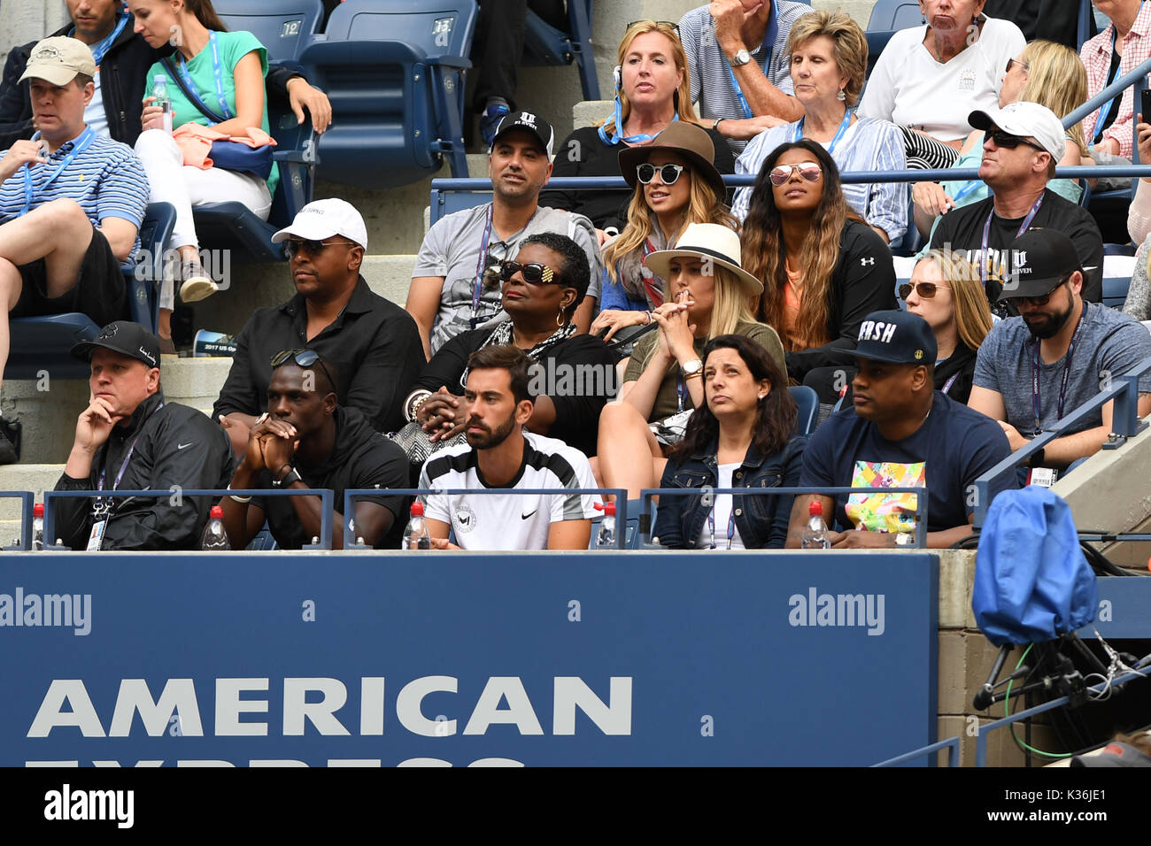 Flushing Meadows, New York, Stati Uniti d'America. 01 Sep, 2017. Lavaggio, NY- Settembre 01: ***Nessuna NY DAILIES*** una vista generale del box degli allenatori come Venus Williams Vs Maria Sakkari durante il 2017 US Open al USTA Billie Jean King National Tennis Center il 1 settembre 2017 nel lavaggio delle regine. Credito: mpi04/MediaPunch Credito: MediaPunch Inc/Alamy Live News Foto Stock