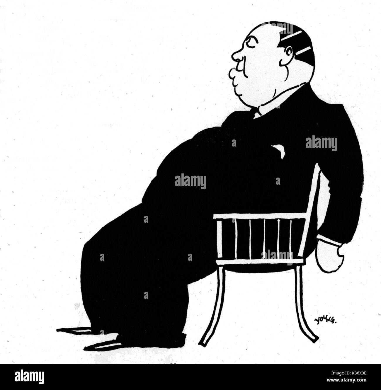 ALFRED HITCHCOCK CARICATURA DI GERARD GIOVANI DA RONALD GRANT ARCHIVE Foto Stock