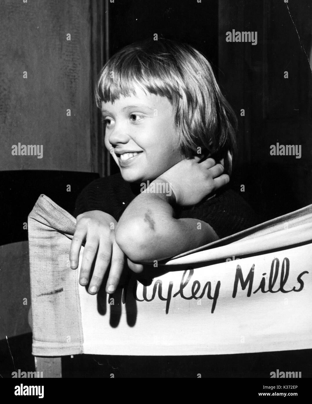 HAYLEY MILLS sul set del suo primo film 'TIGER BAY' nel 1958/9 Foto Stock