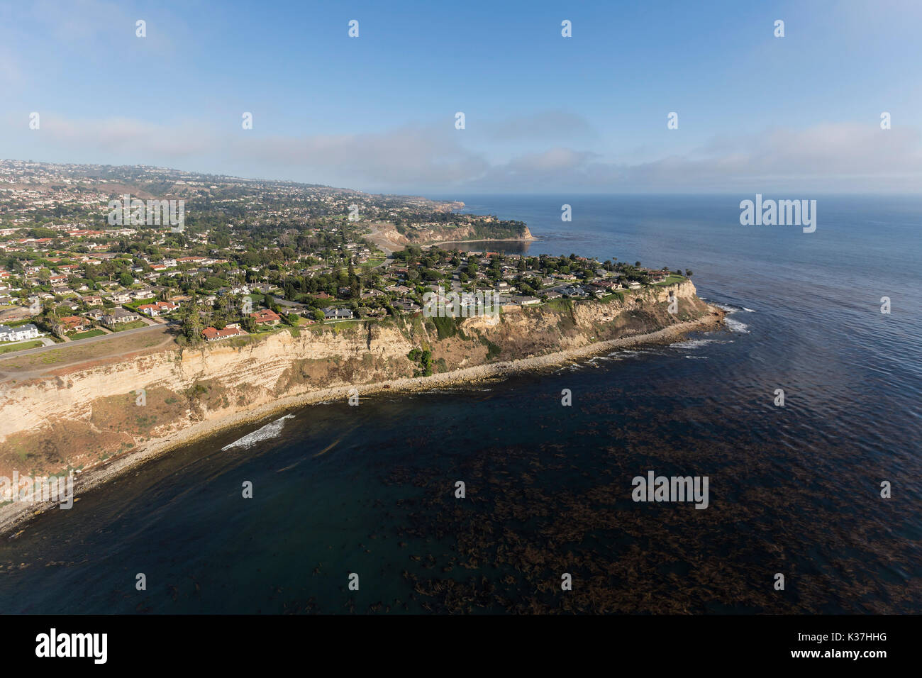 Vista aerea del Palos Verdes Estates nella Contea di Los Angeles, California. Foto Stock