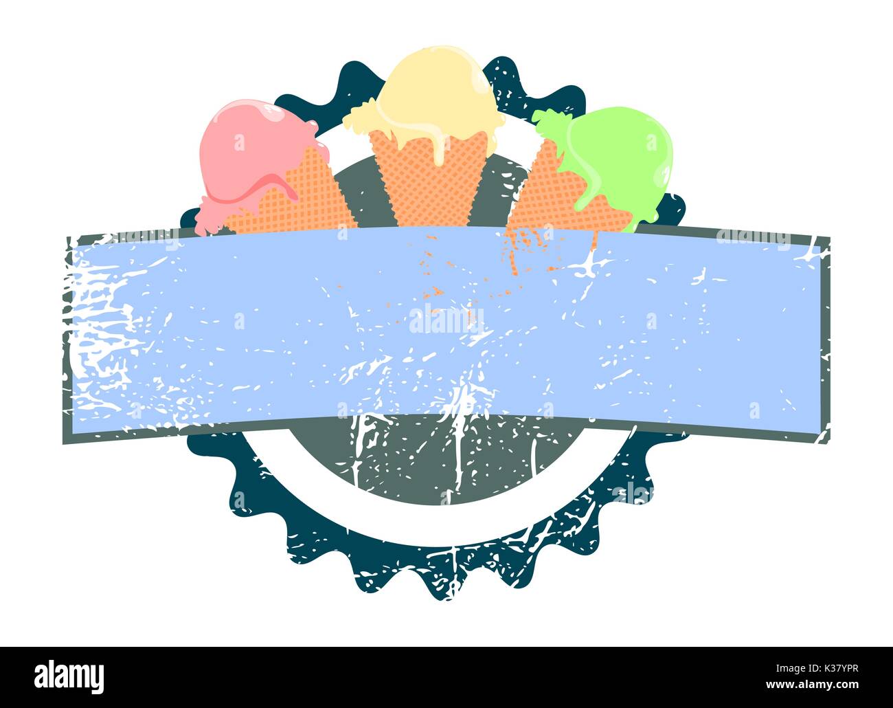 Illustrazione vettoriale di un gustoso gelato etichetta Illustrazione Vettoriale