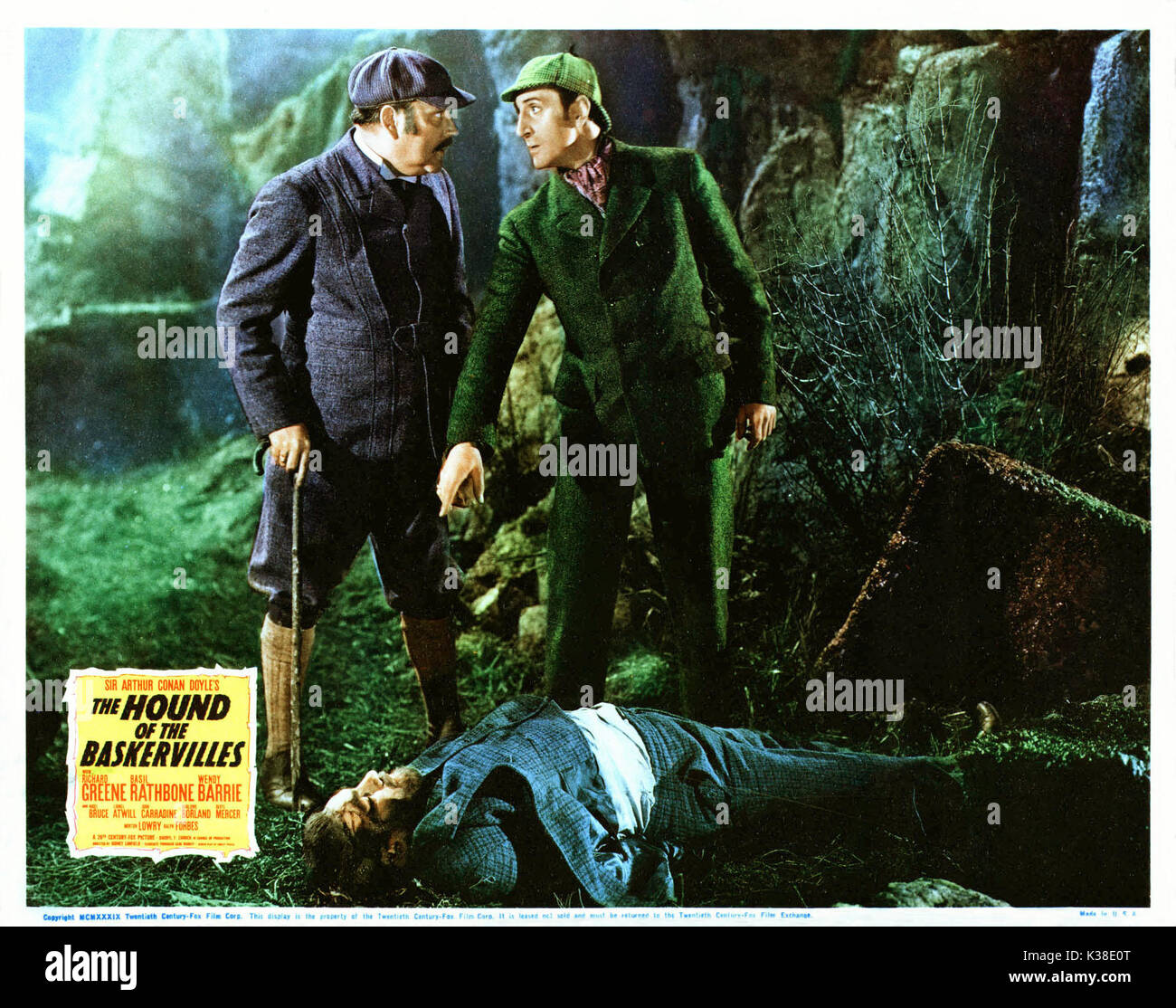 Il Segugio del BASKERVILLES BASIL RATHBONE come Sherlock Holmes, Nigel stock come Dr Watson data: 1939 Foto Stock