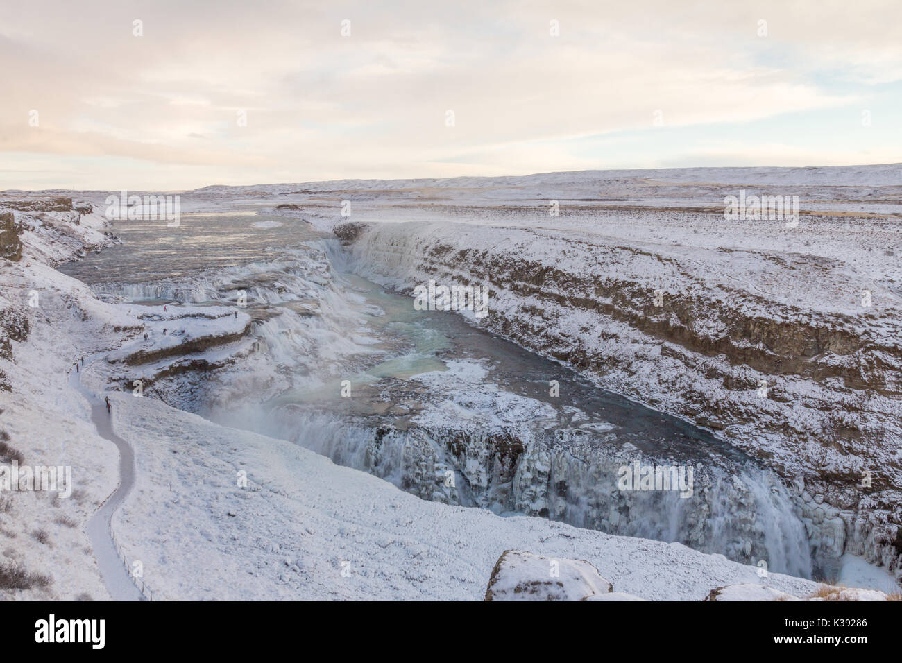 Iconici Cascate Gullfoss in Islanda. Foto Stock