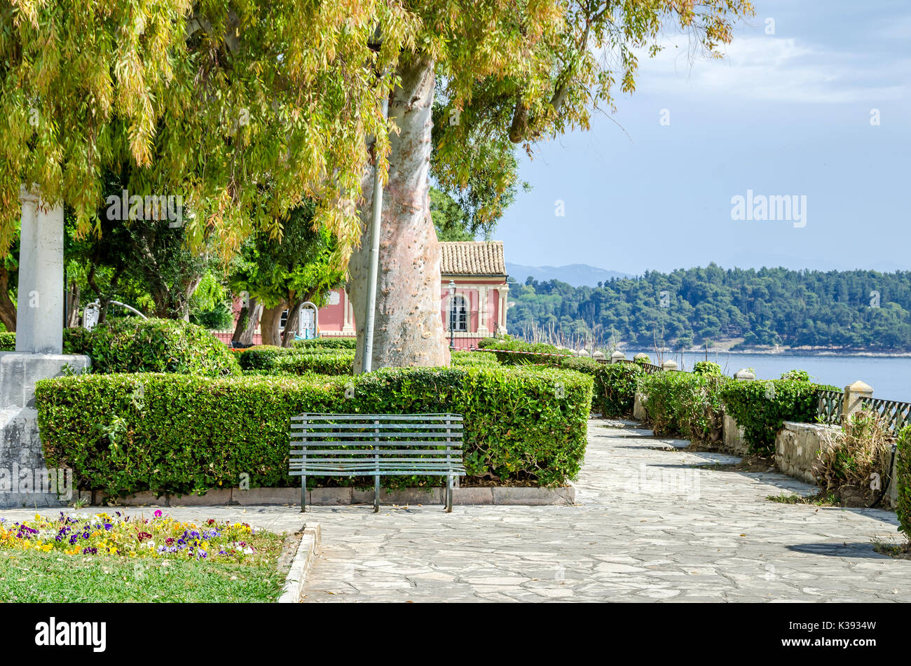 Boschetto Parco o Giardino Boschetto - un giardino pubblico nella città vecchia di Corfù, Grecia. Foto Stock
