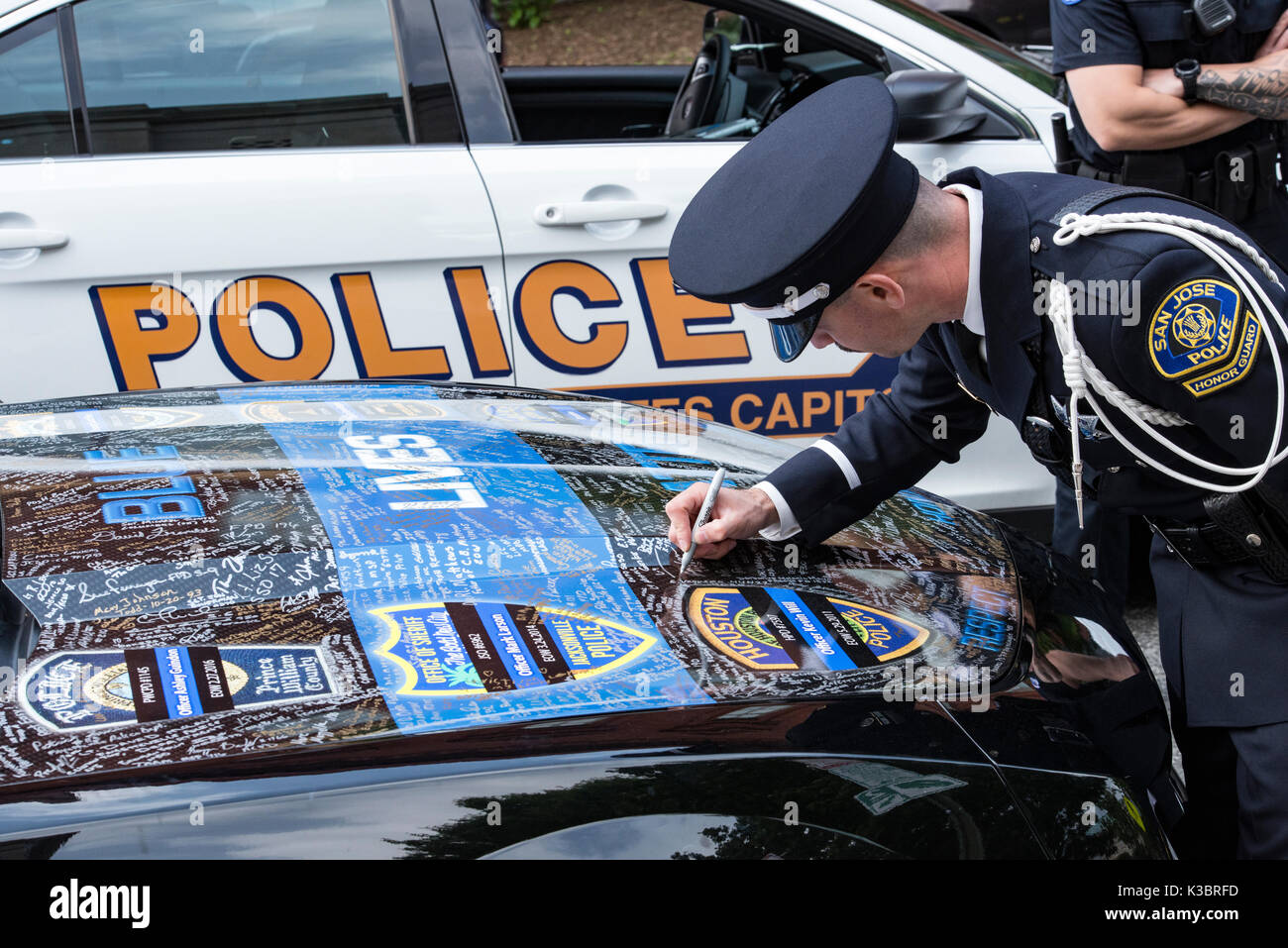 National Police Memorial, Blue Lives Matter, Patriots, First Responders, Capitol of Washington DC. Foto Stock