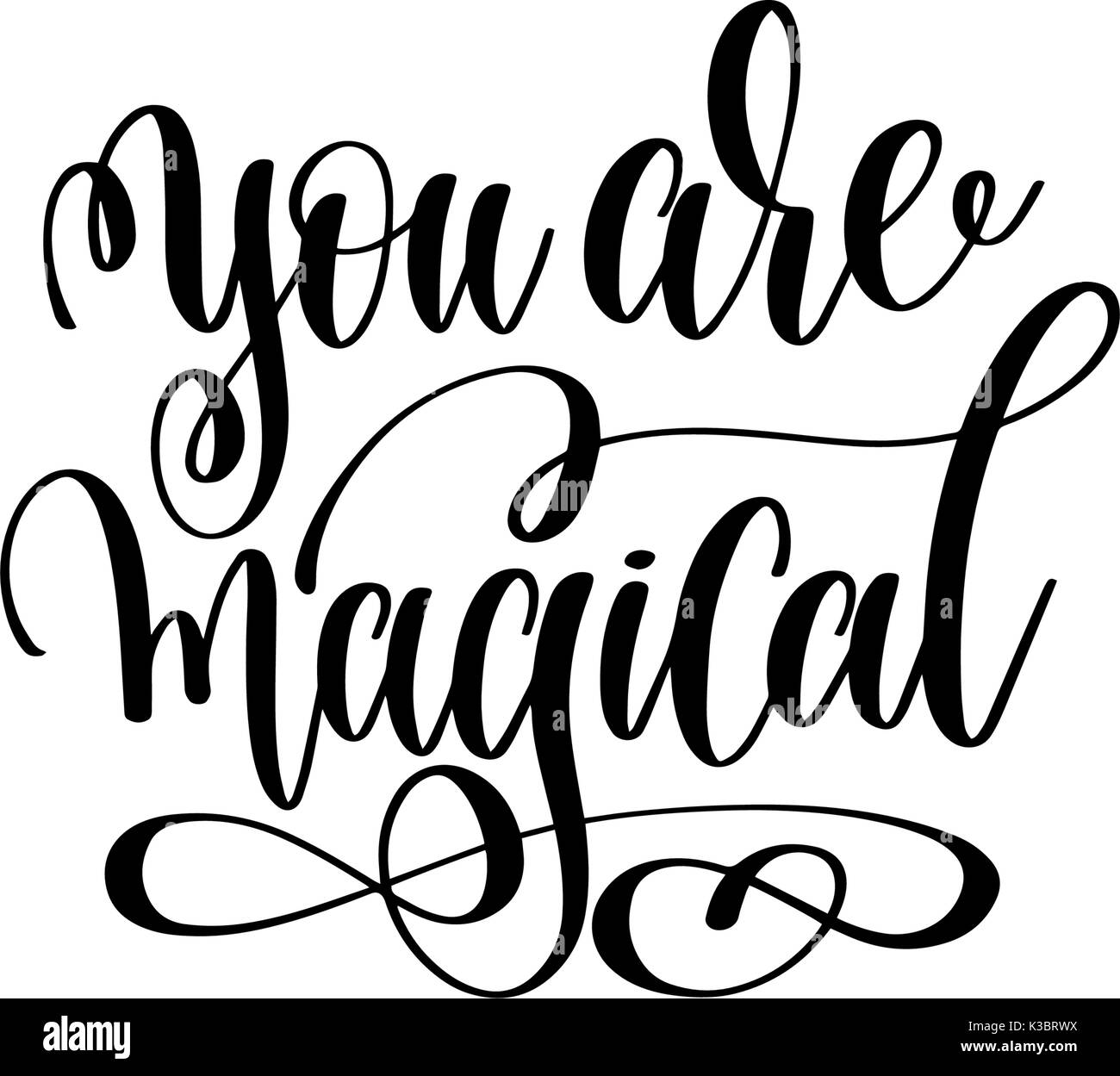 Si sono magici - bianco e nero scritte a mano iscrizione Illustrazione Vettoriale