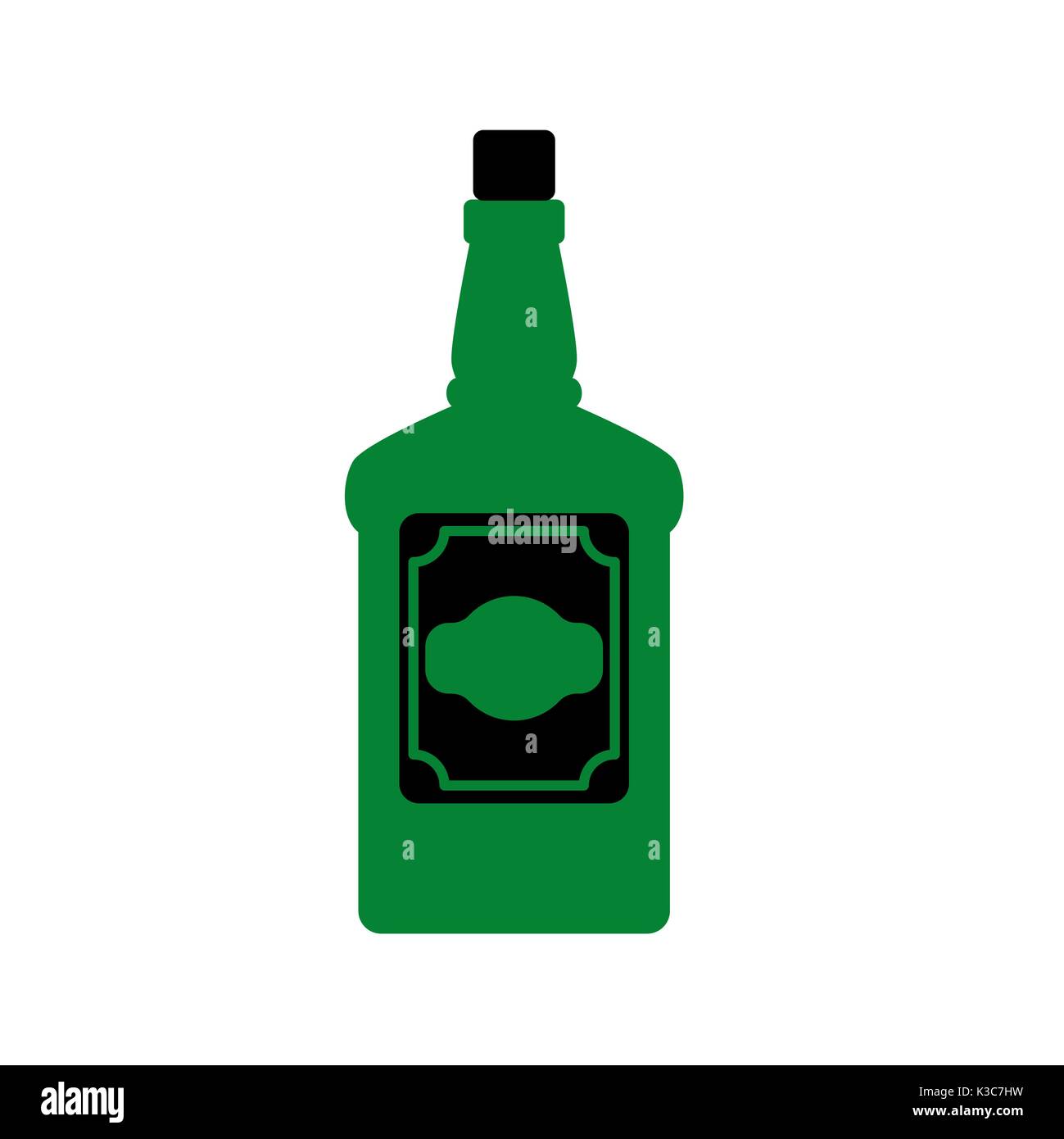 Bottiglia di rum isolato. Tradizionale binge pirata Illustrazione Vettoriale