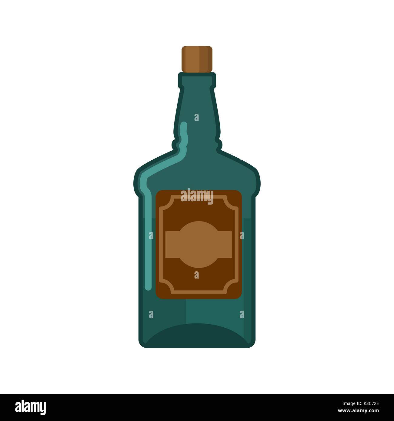 Bottiglia di rum isolato. Tradizionale binge pirata Illustrazione Vettoriale