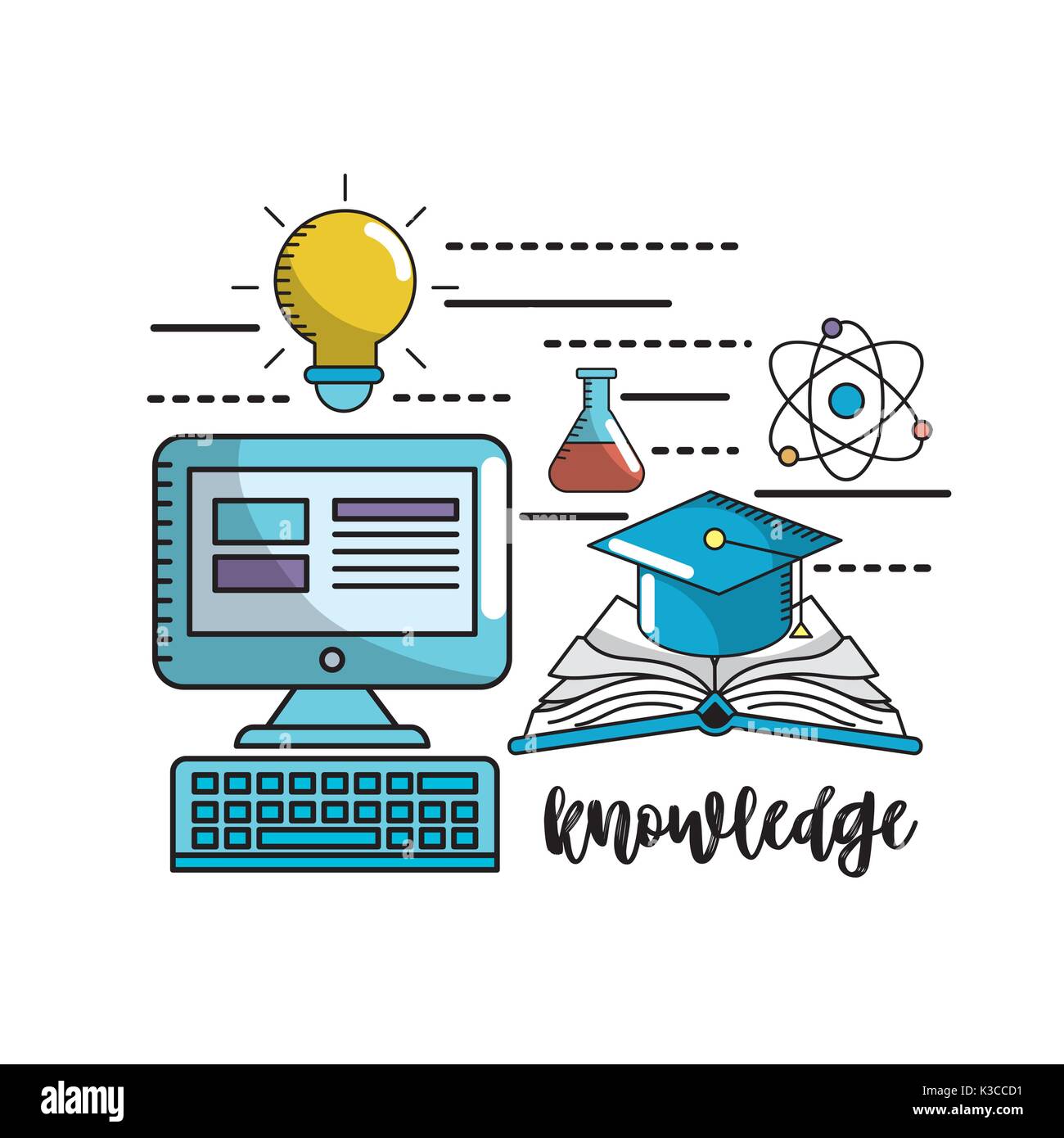 Set di utensili da scuola di istruzione conoscenza Illustrazione Vettoriale