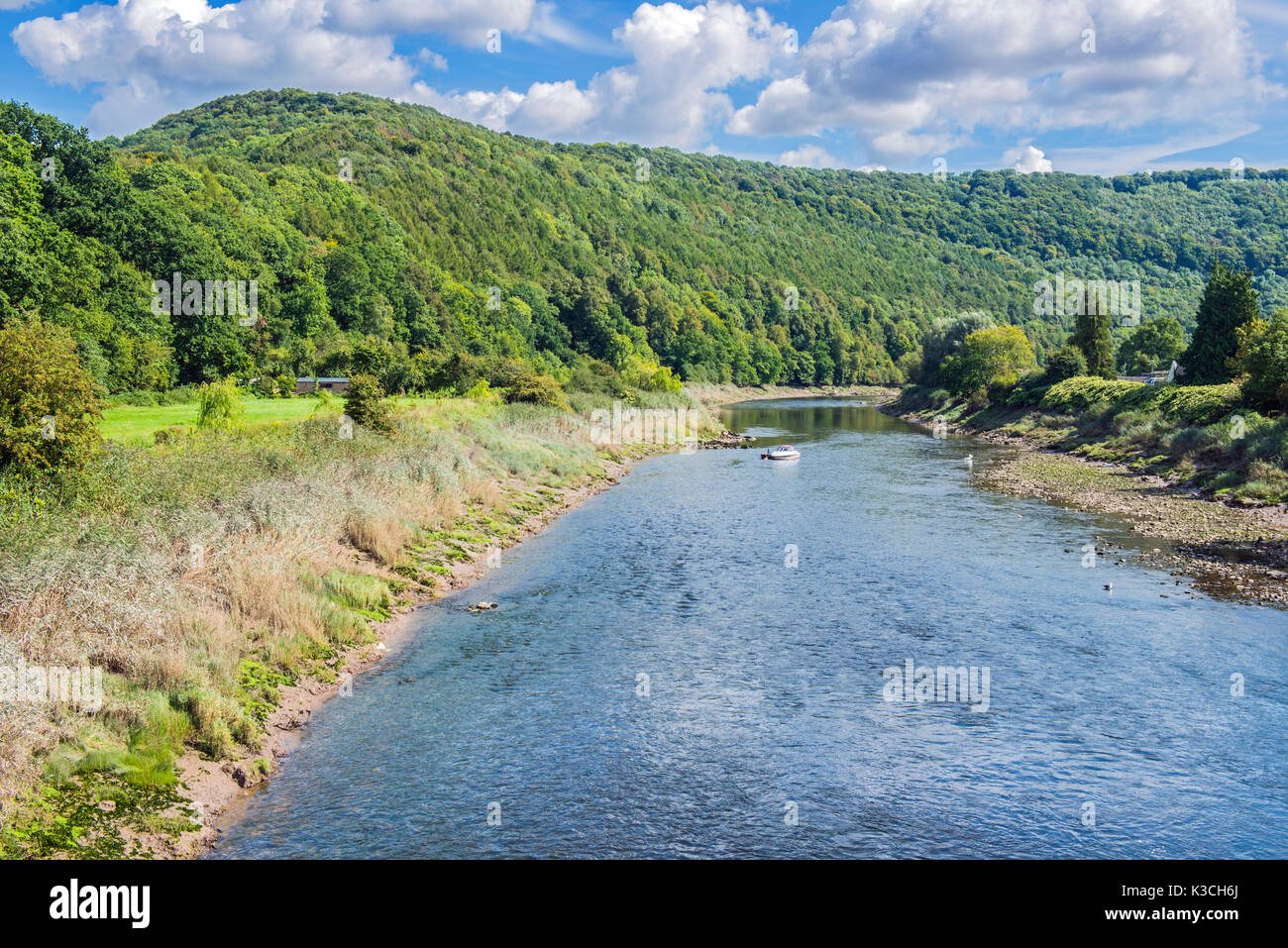 Il fiume Wye a Tintern nella valle del Wye Galles del Sud Foto Stock