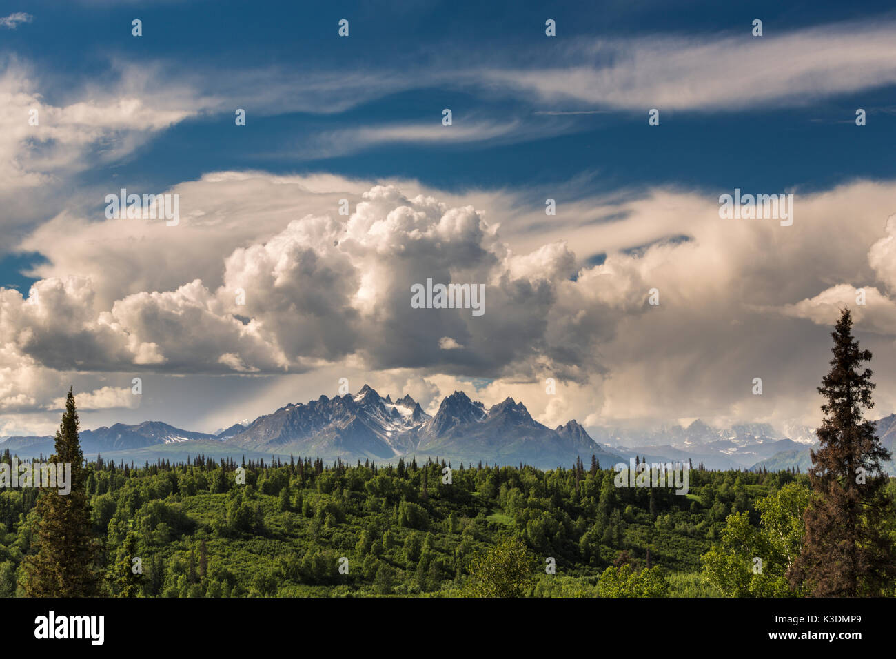 L'Alaska Range, Mount Foraker, Talkeetna, Denali Viewpoint Sud, Alaska, STATI UNITI D'AMERICA Foto Stock